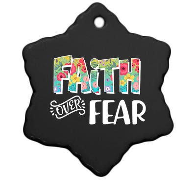 Faith Over Fear Flower Pattern Ceramic Star Ornament