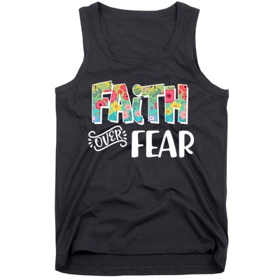 Faith Over Fear Flower Pattern Tank Top