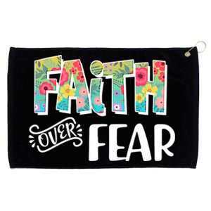 Faith Over Fear Flower Pattern Grommeted Golf Towel