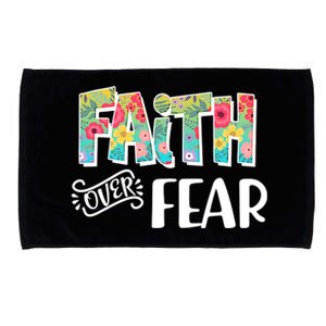 Faith Over Fear Flower Pattern Microfiber Hand Towel