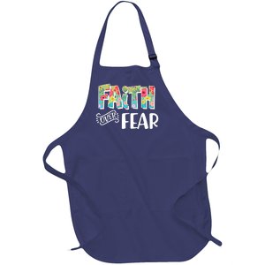 Faith Over Fear Flower Pattern Full-Length Apron With Pockets