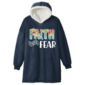 Faith Over Fear Flower Pattern Hooded Wearable Blanket