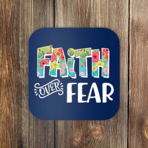 Faith Over Fear Flower Pattern Coaster