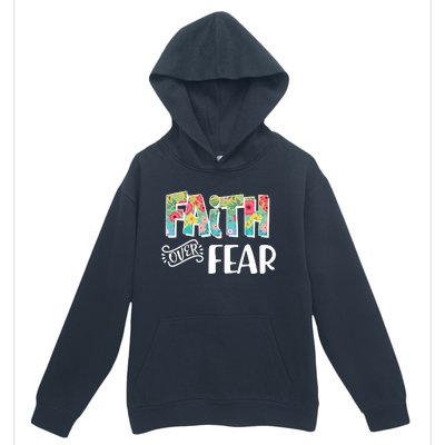 Faith Over Fear Flower Pattern Urban Pullover Hoodie