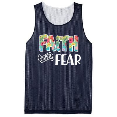 Faith Over Fear Flower Pattern Mesh Reversible Basketball Jersey Tank