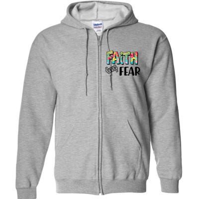 Faith Over Fear Flower Pattern Full Zip Hoodie