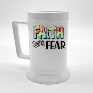 Faith Over Fear Flower Pattern Beer Stein