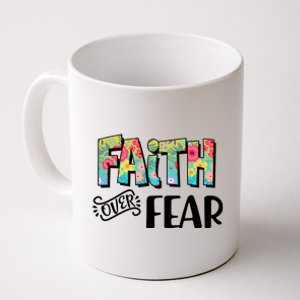 Faith Over Fear Flower Pattern Coffee Mug