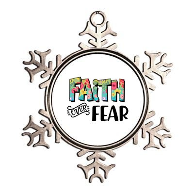 Faith Over Fear Flower Pattern Metallic Star Ornament