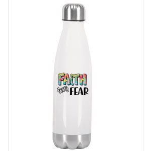 Faith Over Fear Flower Pattern Stainless Steel Insulated Water Bottle