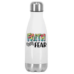 Faith Over Fear Flower Pattern Stainless Steel Insulated Water Bottle