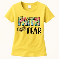 Faith Over Fear Flower Pattern Womens T-Shirt