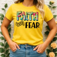 Faith Over Fear Flower Pattern Womens T-Shirt