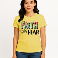 Faith Over Fear Flower Pattern Womens T-Shirt