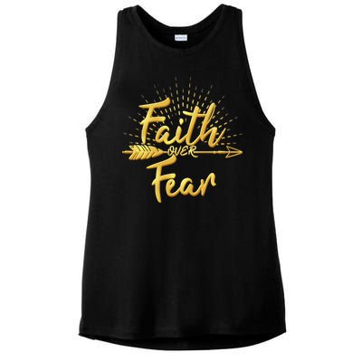 Faith Over Fear Gold Limited Edition Ladies PosiCharge Tri-Blend Wicking Tank