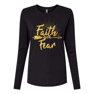 Faith Over Fear Gold Limited Edition Womens Cotton Relaxed Long Sleeve T-Shirt