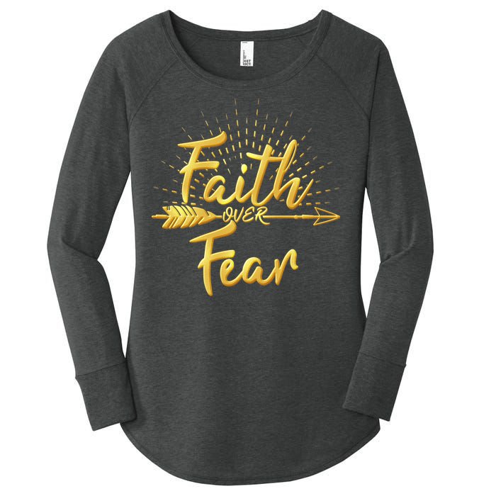 Faith Over Fear Gold Limited Edition Women's Perfect Tri Tunic Long Sleeve Shirt