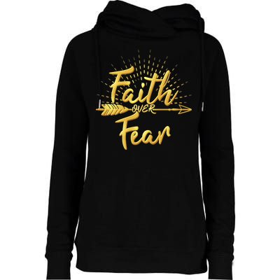 Faith Over Fear Gold Limited Edition Womens Funnel Neck Pullover Hood