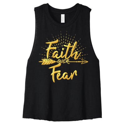 Faith Over Fear Gold Limited Edition Women's Racerback Cropped Tank