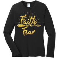 Faith Over Fear Gold Limited Edition Ladies Long Sleeve Shirt