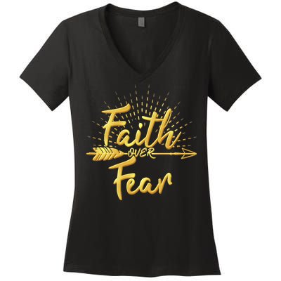 Faith Over Fear Gold Limited Edition Women's V-Neck T-Shirt