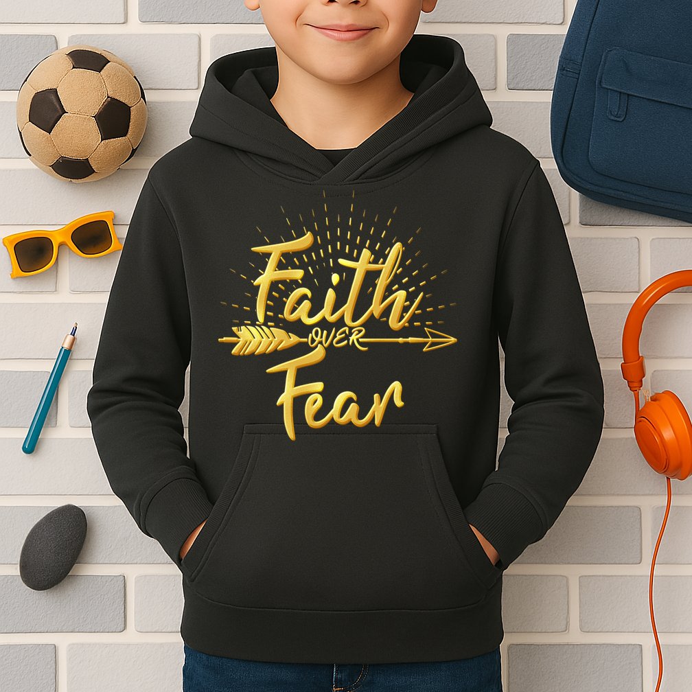 Faith Over Fear Gold Limited Edition Kids Hoodie