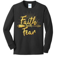 Faith Over Fear Gold Limited Edition Kids Long Sleeve Shirt