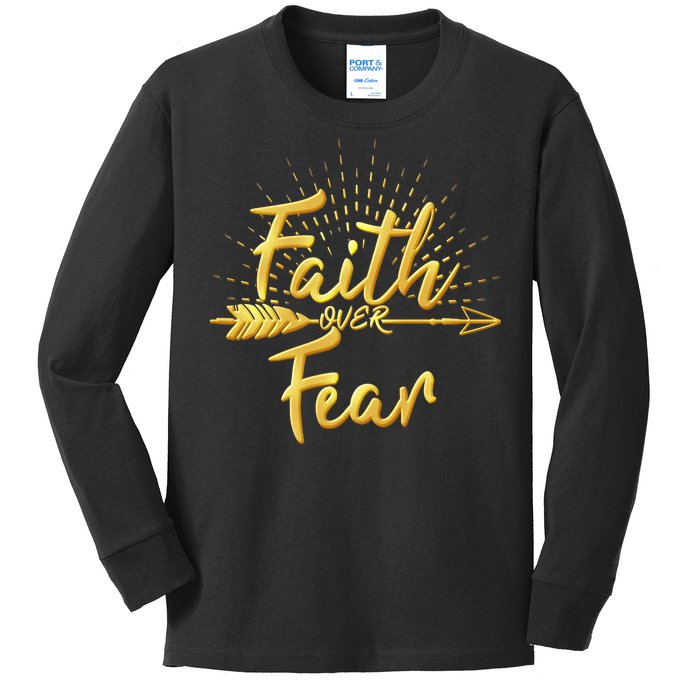 Faith Over Fear Gold Limited Edition Kids Long Sleeve Shirt