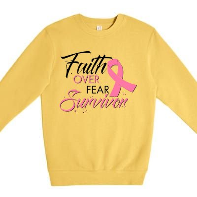 Faith Over Fear Survivor Breast Cancer Awareness Premium Crewneck Sweatshirt