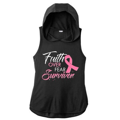 Faith Over Fear Survivor Breast Cancer Awareness Ladies PosiCharge Tri-Blend Wicking Draft Hoodie Tank