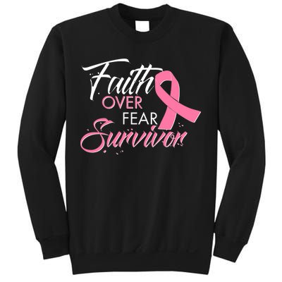 Faith Over Fear Survivor Breast Cancer Awareness Sweatshirt