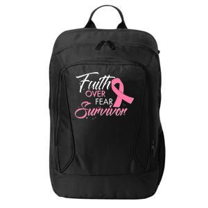 Faith Over Fear Survivor Breast Cancer Awareness City Backpack