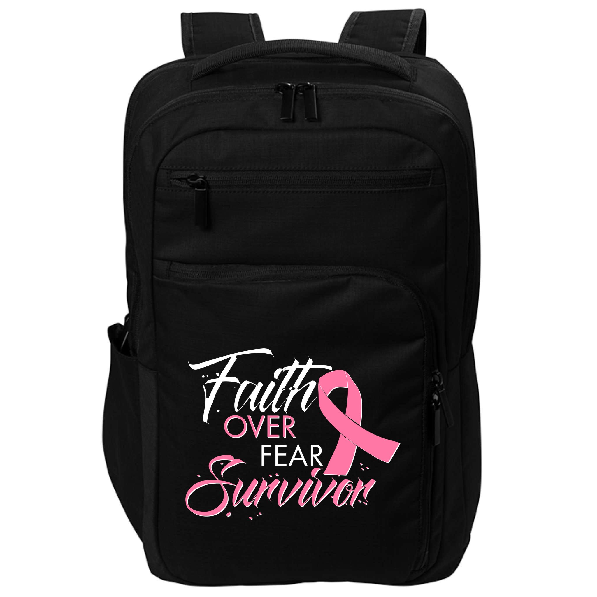 Faith Over Fear Survivor Breast Cancer Awareness Impact Tech Backpack