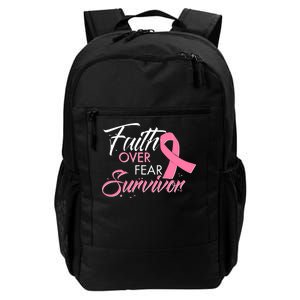 Faith Over Fear Survivor Breast Cancer Awareness Daily Commute Backpack