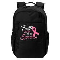 Faith Over Fear Survivor Breast Cancer Awareness Daily Commute Backpack