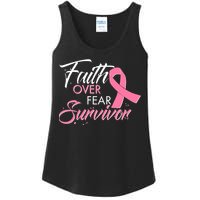 Faith Over Fear Survivor Breast Cancer Awareness Ladies Essential Tank