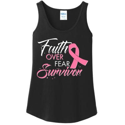 Faith Over Fear Survivor Breast Cancer Awareness Ladies Essential Tank