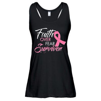 Faith Over Fear Survivor Breast Cancer Awareness Ladies Essential Flowy Tank