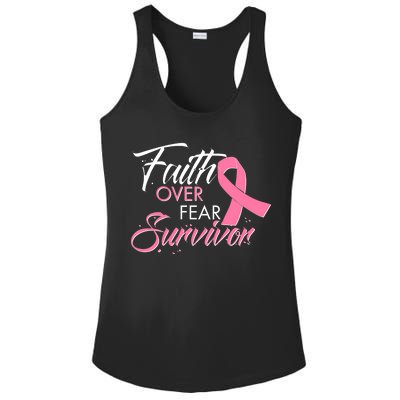 Faith Over Fear Survivor Breast Cancer Awareness Ladies PosiCharge Competitor Racerback Tank