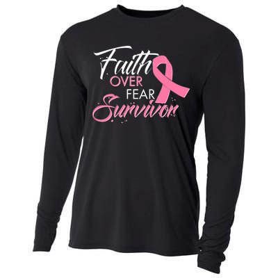 Faith Over Fear Survivor Breast Cancer Awareness Cooling Performance Long Sleeve Crew