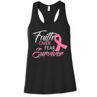 Faith Over Fear Survivor Breast Cancer Awareness Women's Racerback Tank