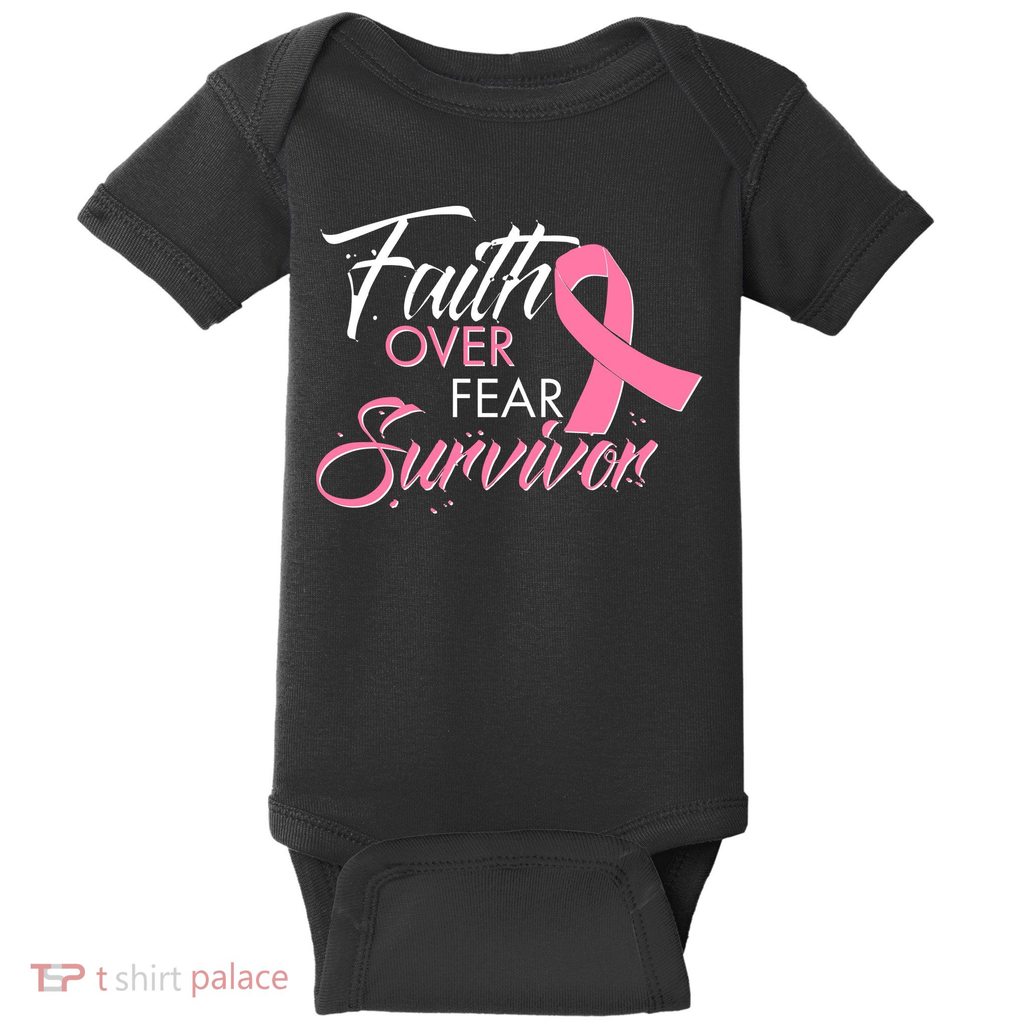 Faith Over Fear Survivor Breast Cancer Awareness Baby Bodysuit