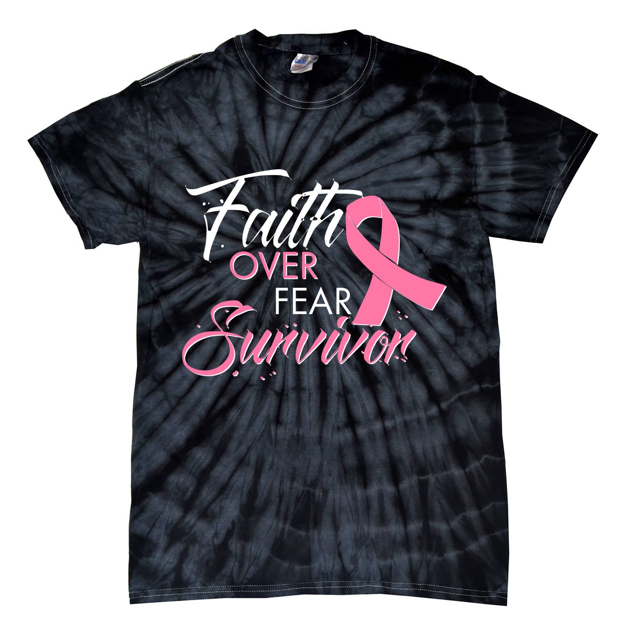 Faith Over Fear Survivor Breast Cancer Awareness Tie-Dye T-Shirt