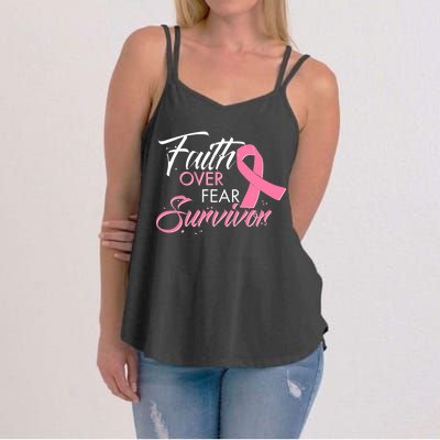 Faith Over Fear Survivor Breast Cancer Awareness Women's Strappy Tank