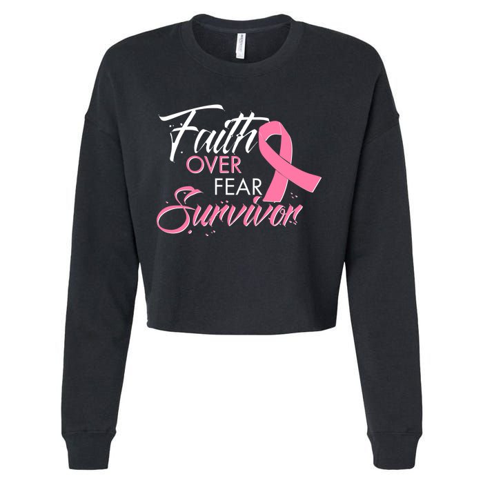 Faith Over Fear Survivor Breast Cancer Awareness Cropped Pullover Crew