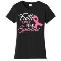 Faith Over Fear Survivor Breast Cancer Awareness Women's T-Shirt