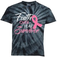 Faith Over Fear Survivor Breast Cancer Awareness Kids Tie-Dye T-Shirt