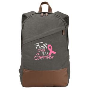 Faith Over Fear Survivor Breast Cancer Awareness Cotton Canvas Backpack