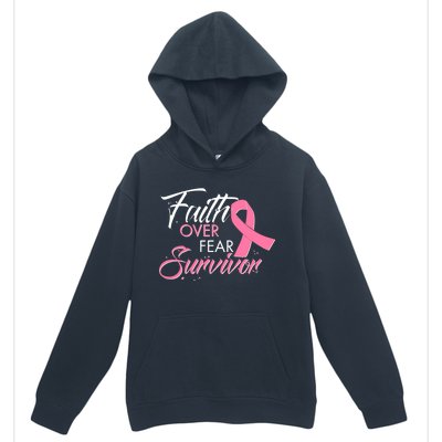 Faith Over Fear Survivor Breast Cancer Awareness Urban Pullover Hoodie