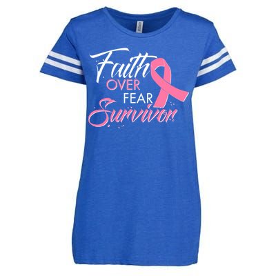 Faith Over Fear Survivor Breast Cancer Awareness Enza Ladies Jersey Football T-Shirt